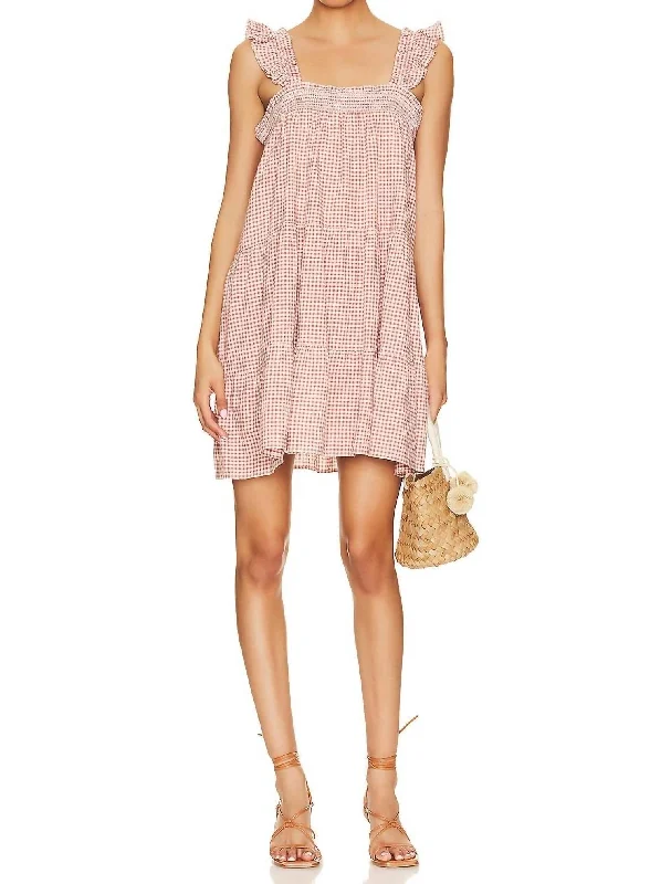 Rayan Mini Dress In Rose Gingham