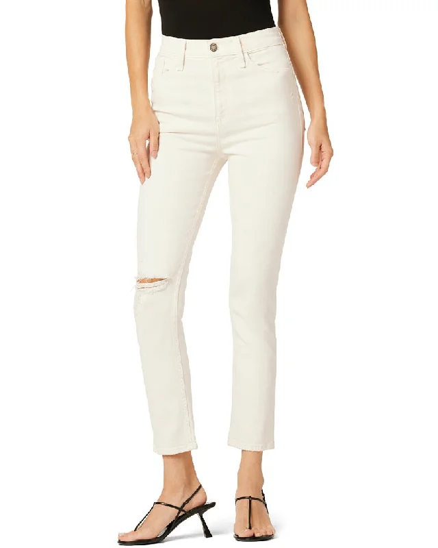 HUDSON Jeans Harlow Ultra High-Rise Cigarette Ankle Destructed Ecru Jean