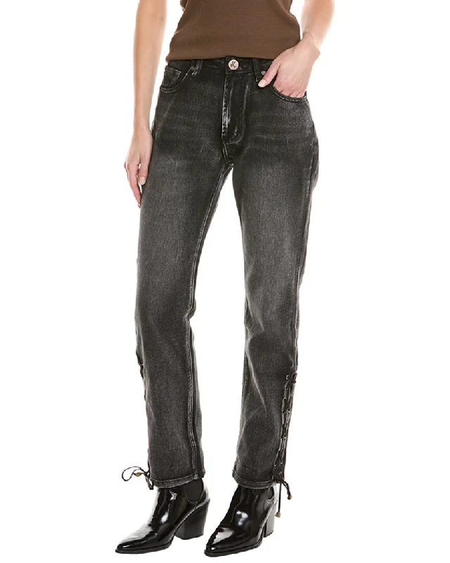 One Teaspoon Awesome Baggies Faded Black High Waist Straight Jean