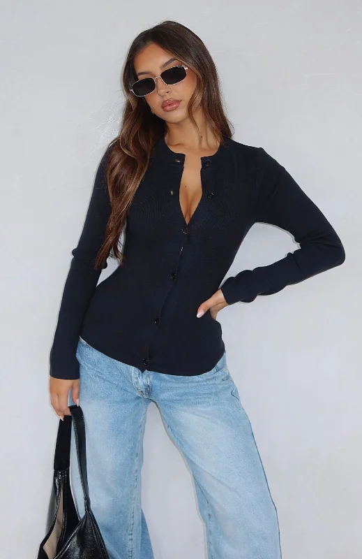 Can't Justify It Long Sleeve Knit Top Black