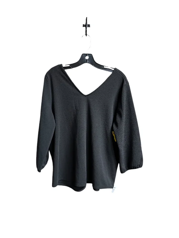 Top 3/4 Sleeve By Chicos In Black, Size: L