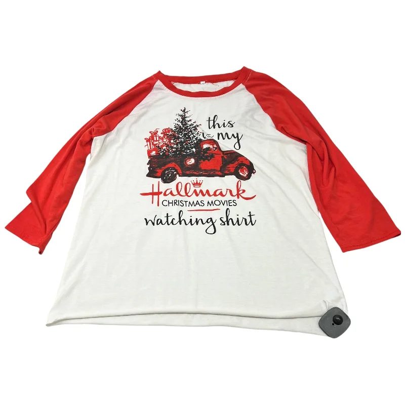 Top Long Sleeve Basic By Hallmark Christmas In Red White, Size: L