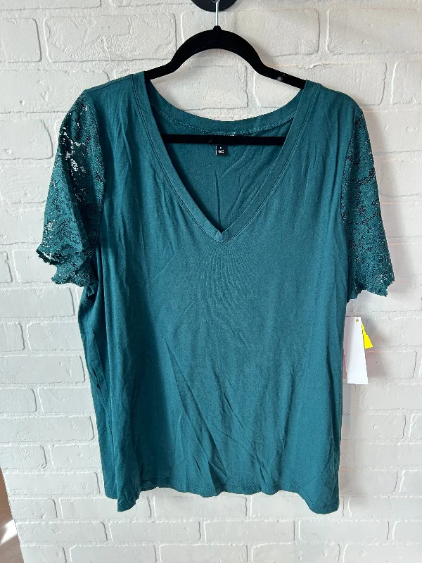 Top Long Sleeve Basic By Torrid In Teal, Size: 2x