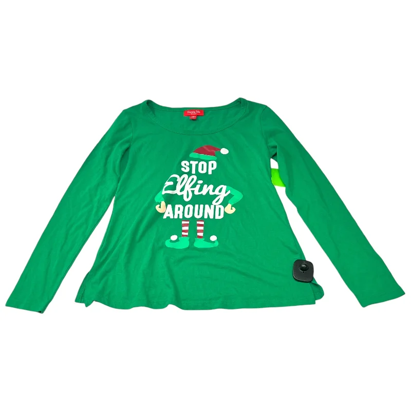 Top Long Sleeve By Family Pj's In Green, Size: Xs