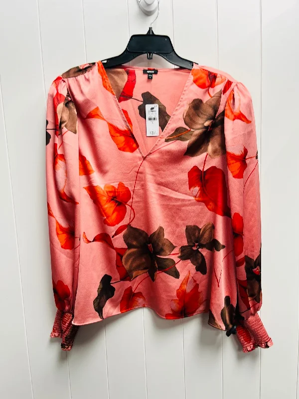 Top Long Sleeve By Express In Pink & Red, Size: Xl