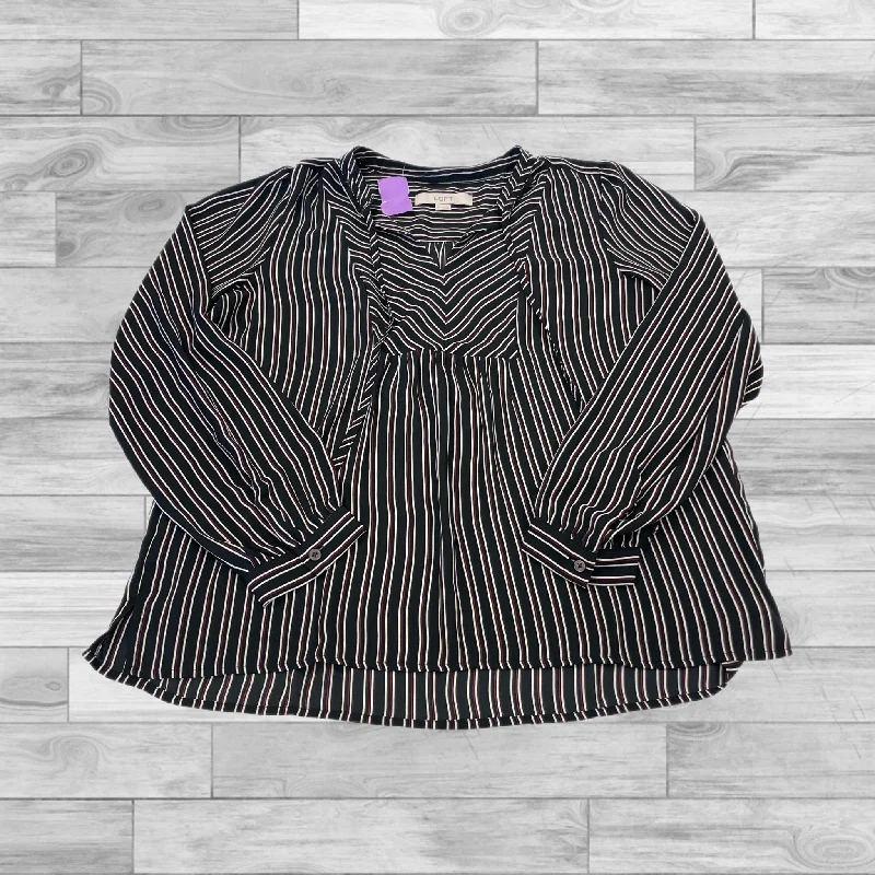 Top Long Sleeve By Loft In Striped Pattern, Size: M