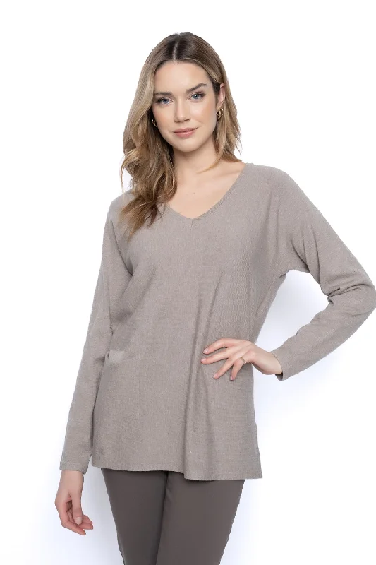 V-Neck Top With Button Trim