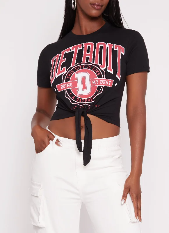 Detroit Tie Front Graphic T Shirt