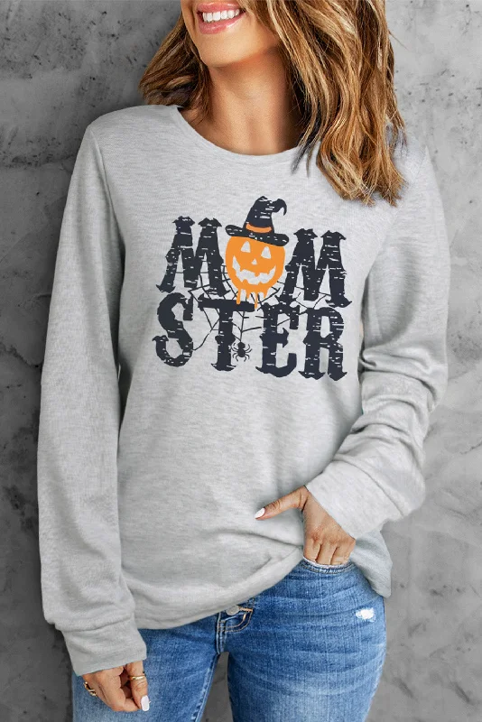 Round Neck Long Sleeve MOMSTER Graphic Sweatshirt