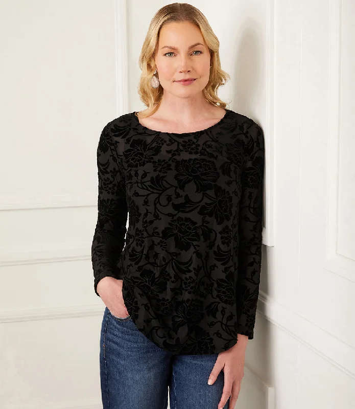 Velvet Burnout Shirttail Top