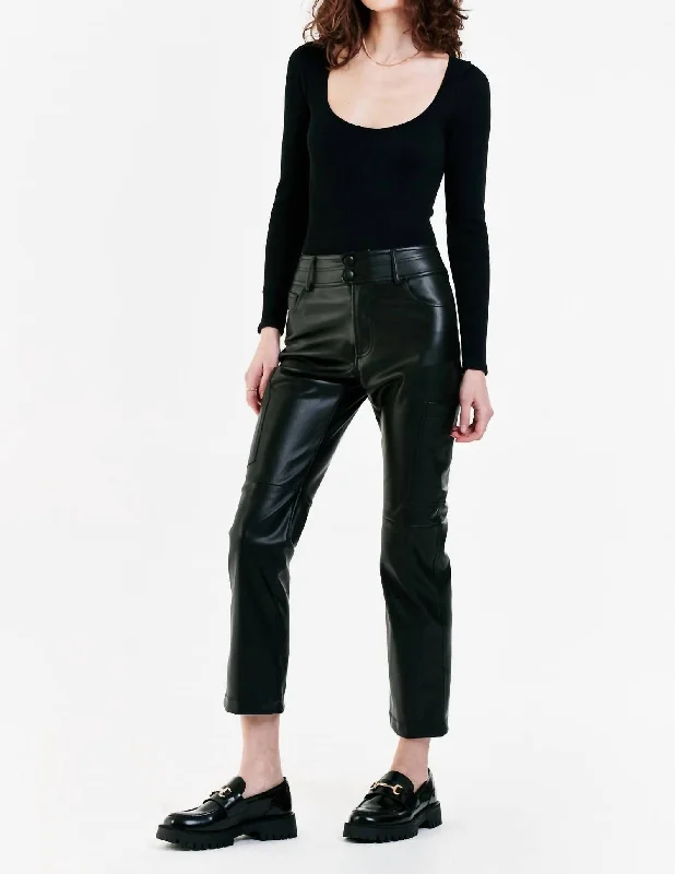 Brooklyn High Rise Slim Straight Pants In Black