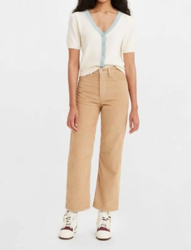 Corduroy Ribcage Straight Ankle Pants In Granola