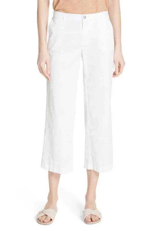 Cotton Poplin Crop Pant In White