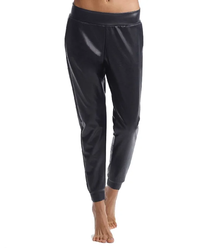 Faux Leather Jogger In Black