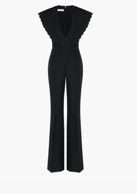 Grain De Poudre Technical Flare Jumpsuit In Black