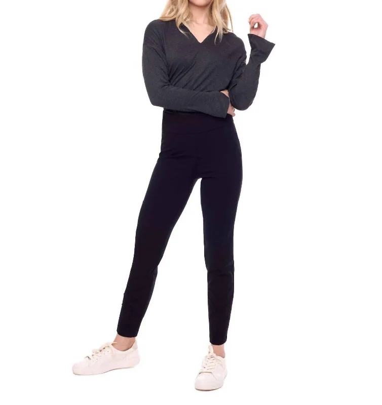 Ponte Slim Pintuck Ankle Pant In Black