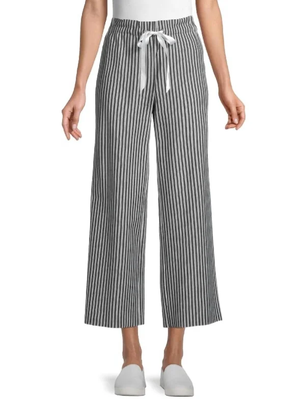 Profiterole Striped Pants In Black Chalk