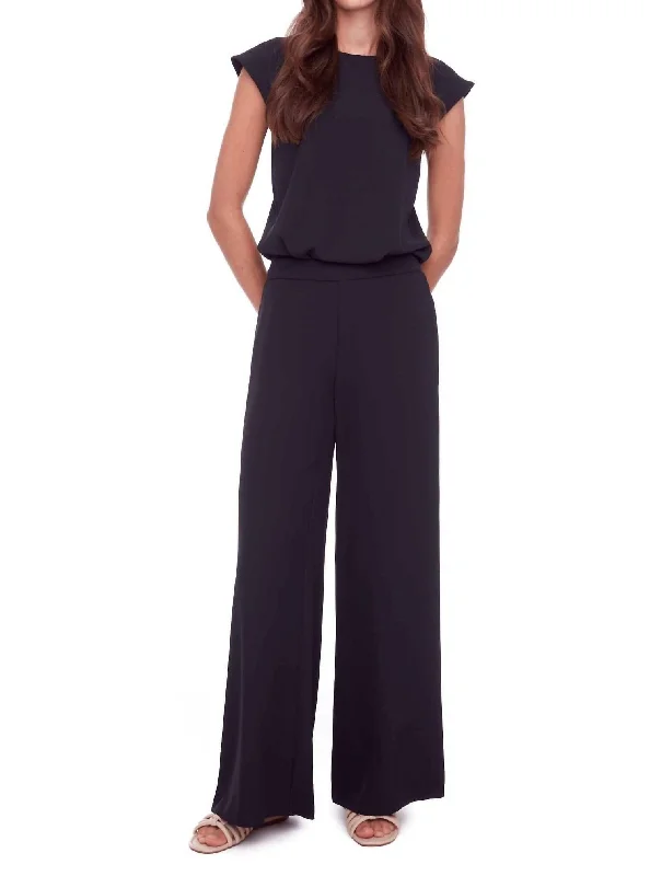 Wide Leg Vegan Silk Pant In Black