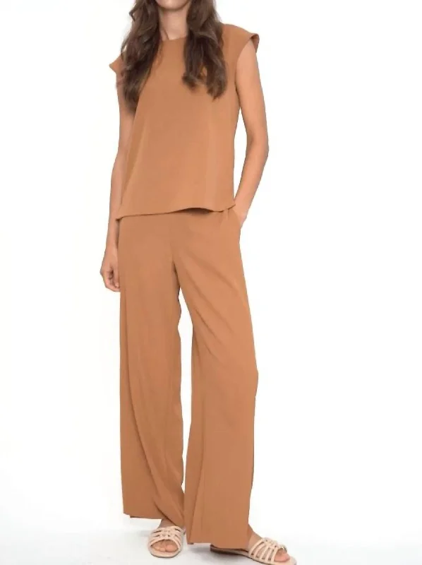 Wide Leg Vegan Silk Pant In Mocha