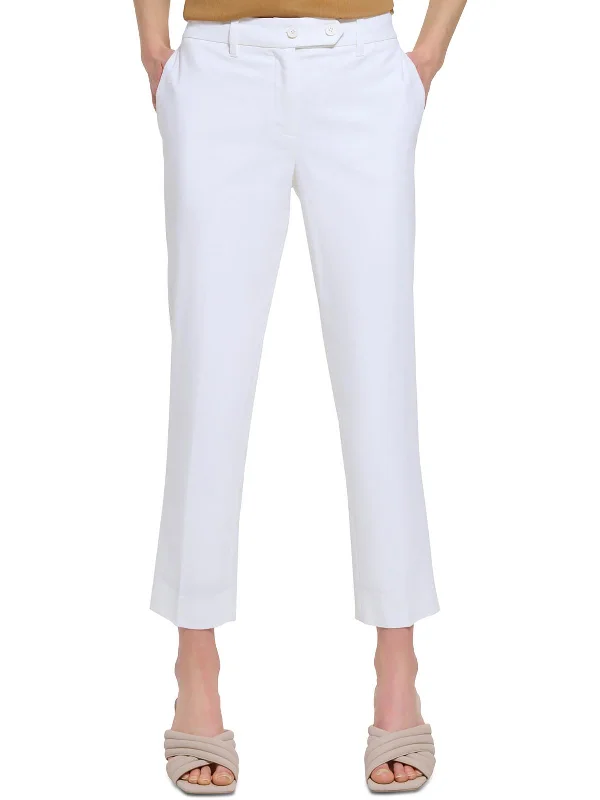 Womens High Rise Solid Ankle Pants