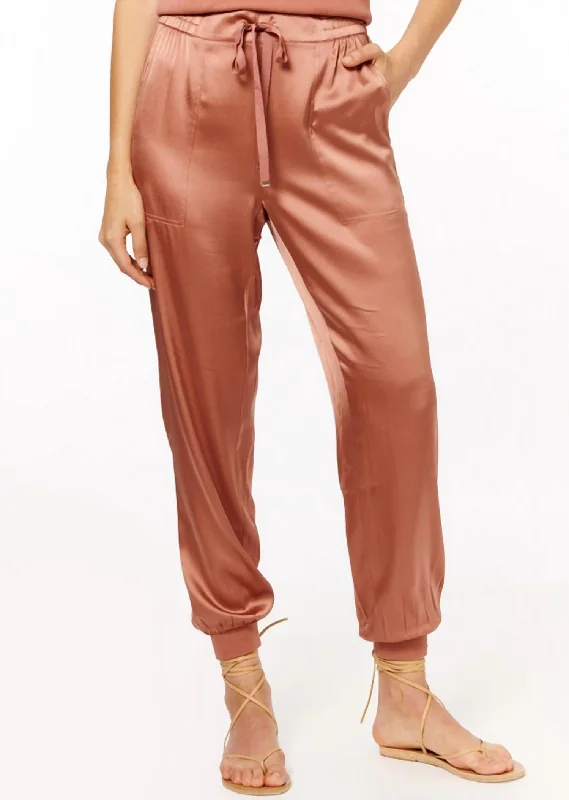 Zoe Silk Jogger In Acorn