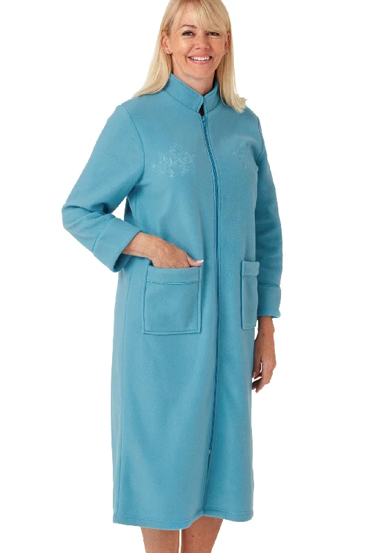 Cora Embroidered Polar Fleece Housecoat