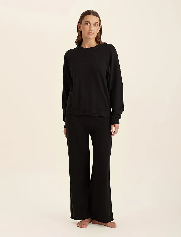 Cotton Cashmere Straight Leg Pant