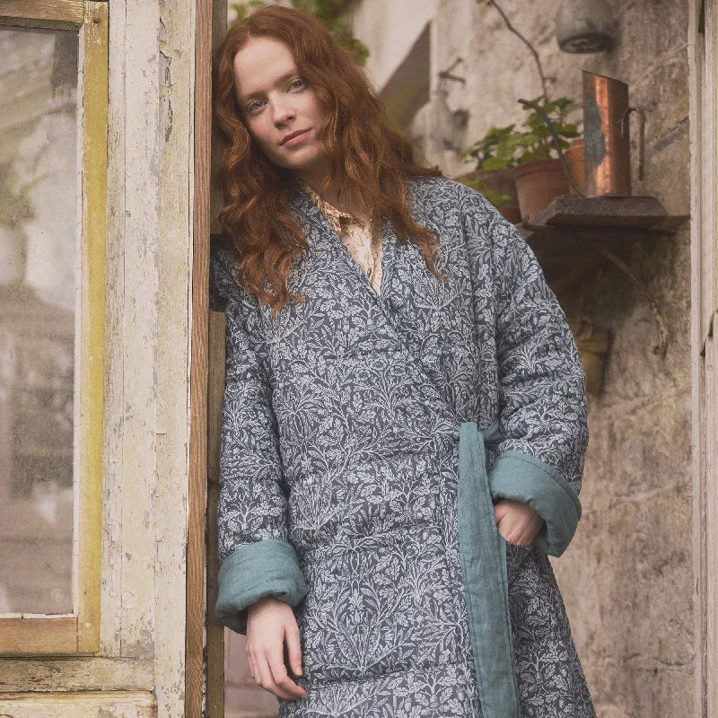 River Wandle Pure Acorn Linen Housecoat