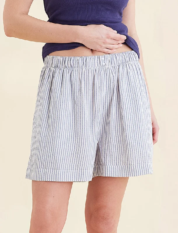 Sabine Seersucker Stripe Boyfriend Short