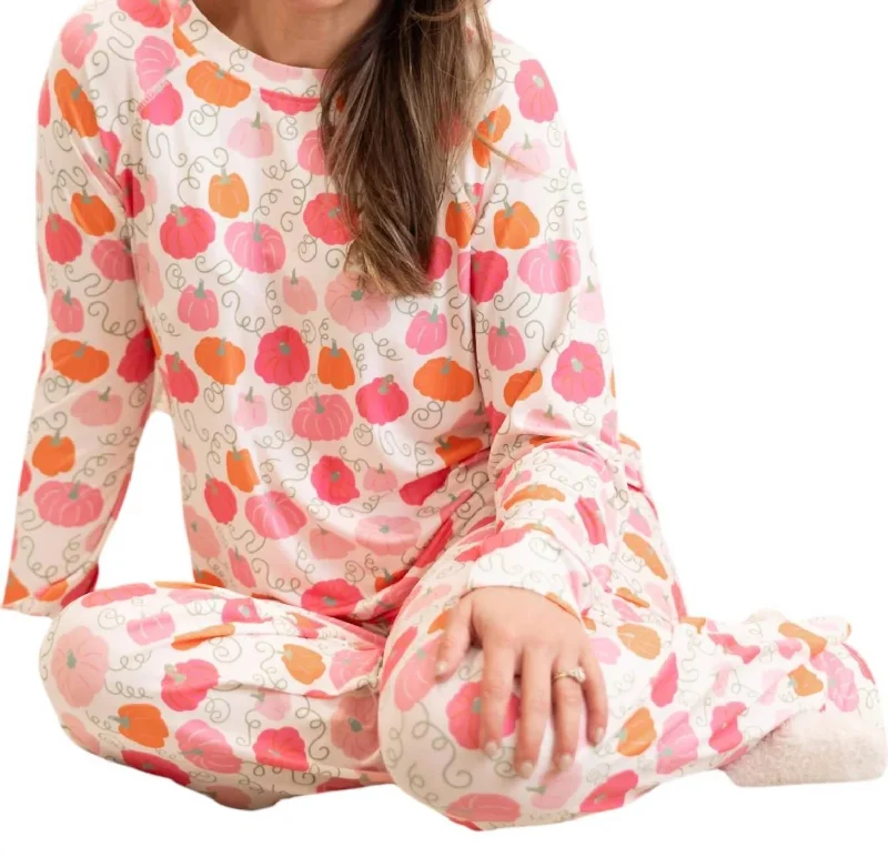 Annie Patch Pajama Set In Pumpkin