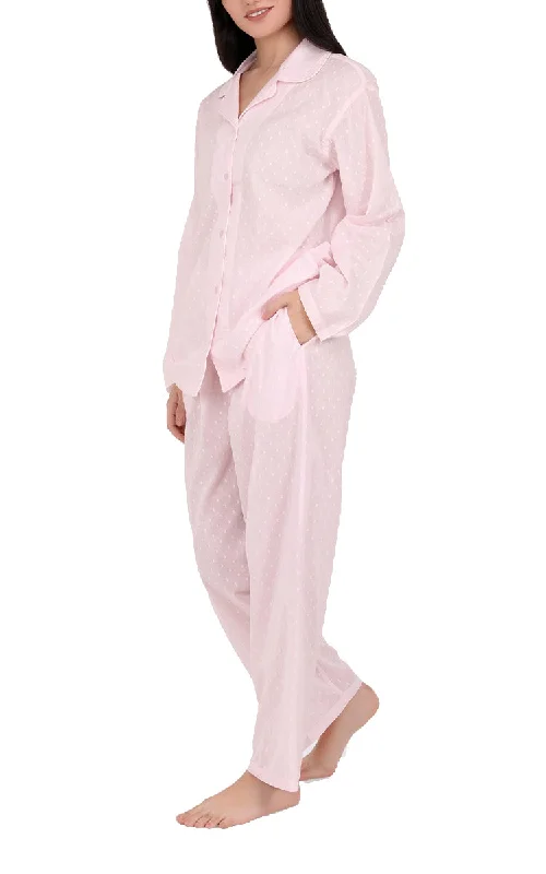 Arabella 100% Cotton Pyjama with Long Sleeve in Pink Hailspot MD-751P1