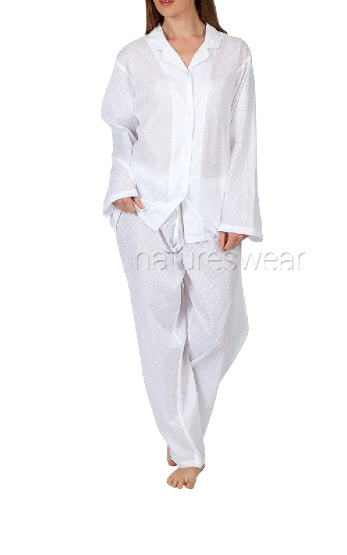 Arabella Carissa Cotton Pyjama with Long Sleeve in White Hailspot MD-751HS