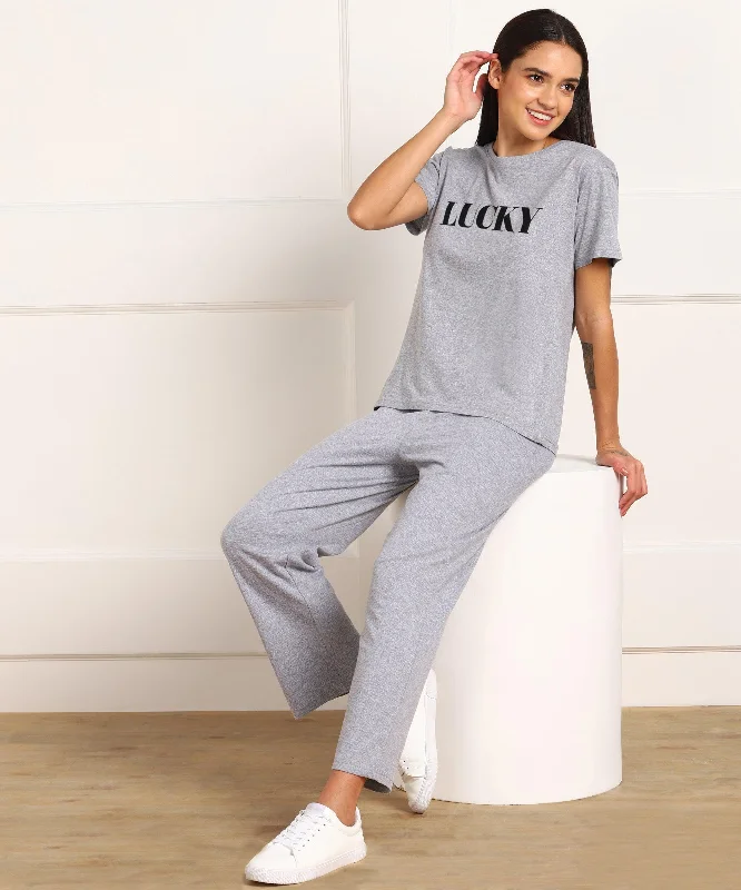 Women Printed T-shirt & Pyjama Set Pure Soft Cotton