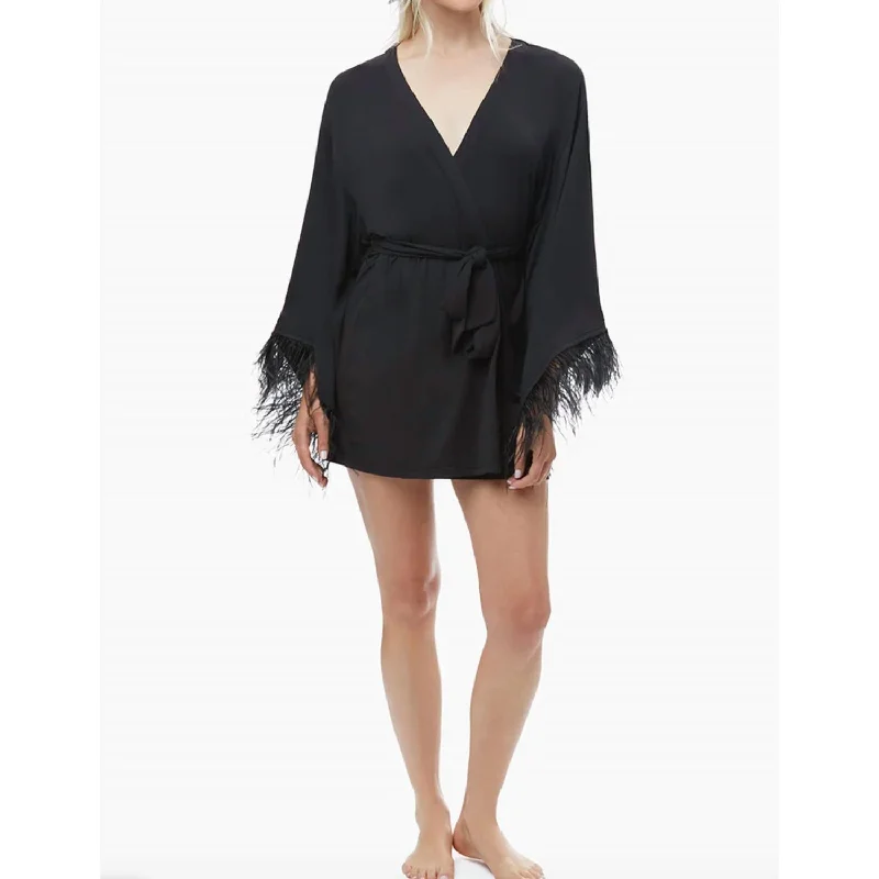 Feather Robe In Black