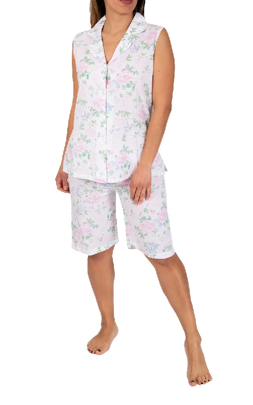 French Country 100% Cotton Pyjama with Short Sleeve in White FCY225