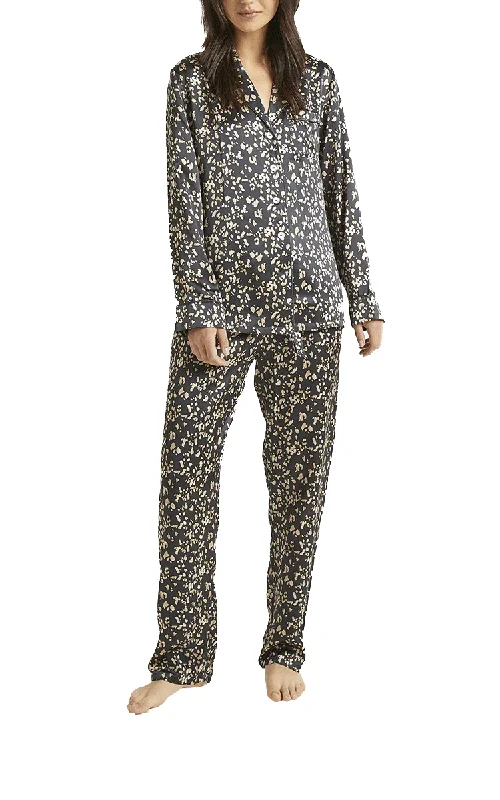 Ginia 100% Silk Pyjama with Long Sleeve in Leopard Print GLEO501 SALE