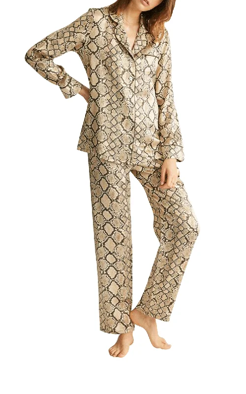 Ginia 100% Silk Pyjama with Long Sleeve in Python Print GPY501