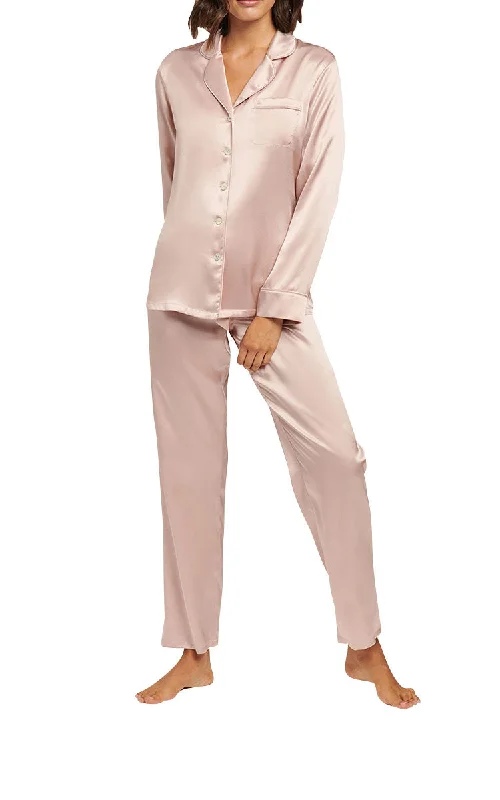 Ginia 100% Silk Pyjama with Long Sleeve in Silver Pink 5124 SALE