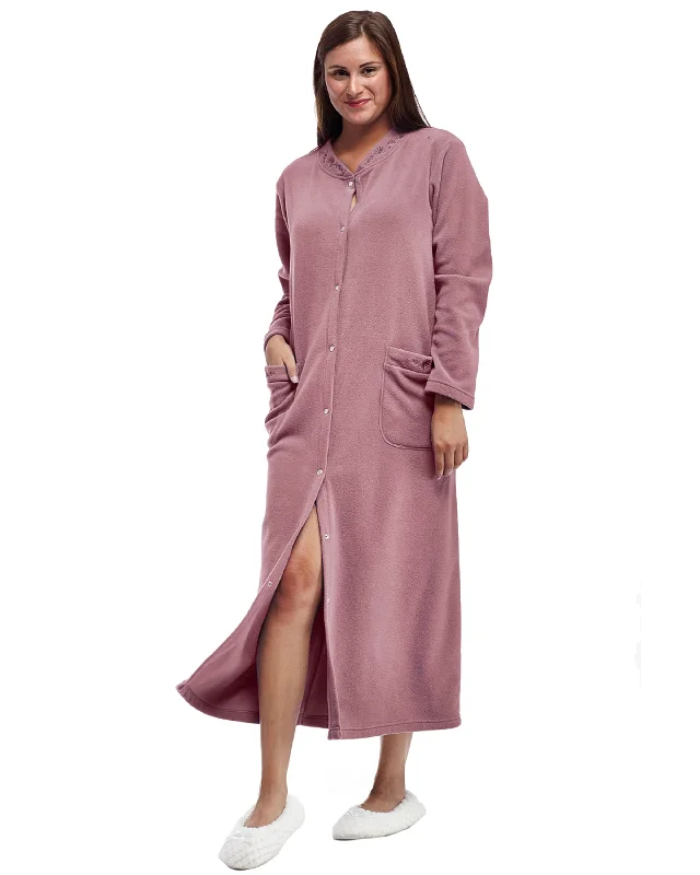 La Cera Snap Front Fleece Robe