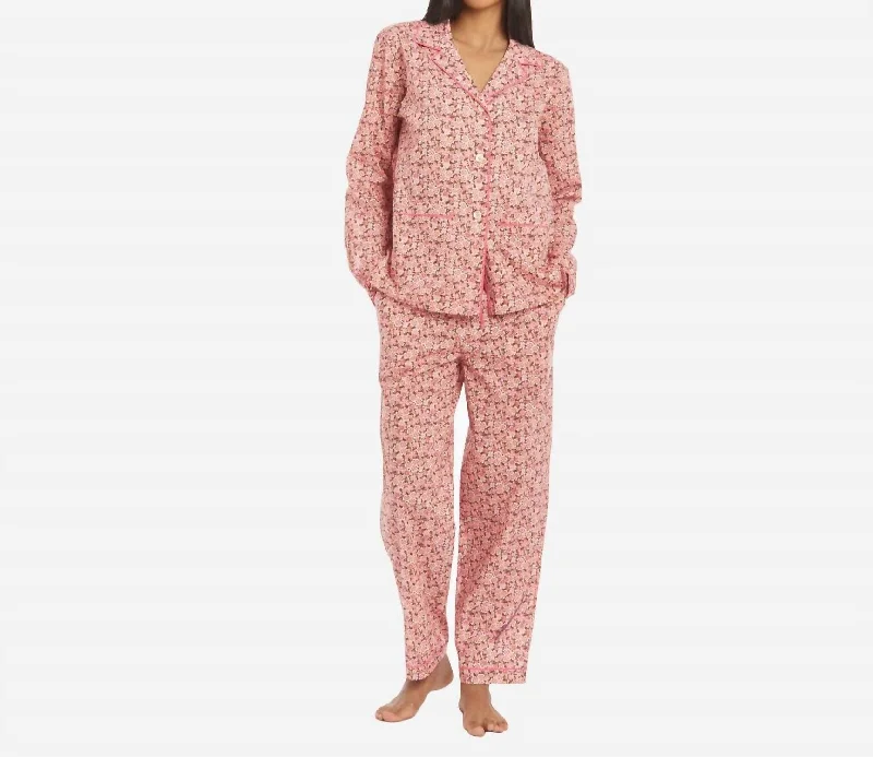 Liberty Print Floral Cotton Classic Long Pj Set In Anoki Rose