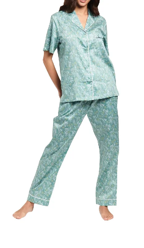 Project REM 100% Cotton Pyjama with Short Sleeve Top & Long Pant in Paisley Star