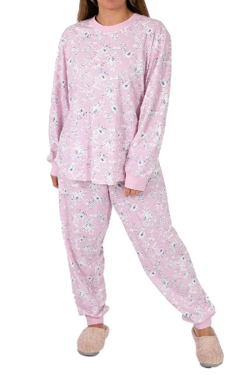 Schrank 100% Cotton Pyjama with Long Sleeve and Long Pant in Pink Floral Shelley SK102S