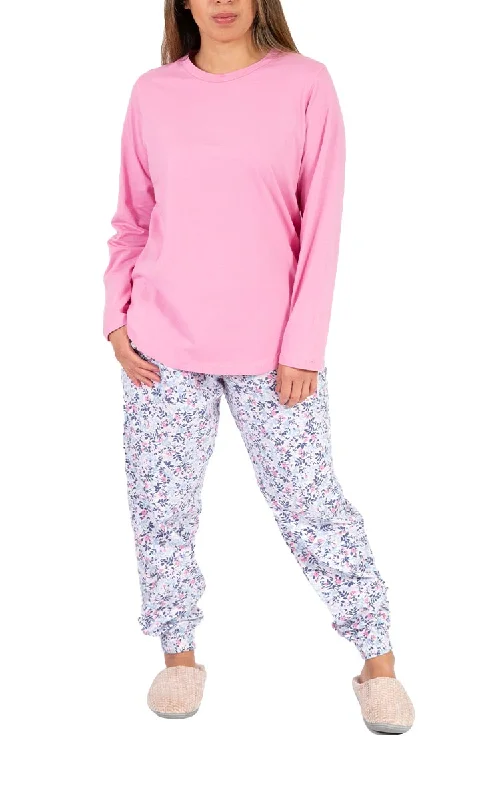 Schrank 100% Cotton Flannelette Pyjama with Long Sleeve in Pink Floral Brooke SK501B