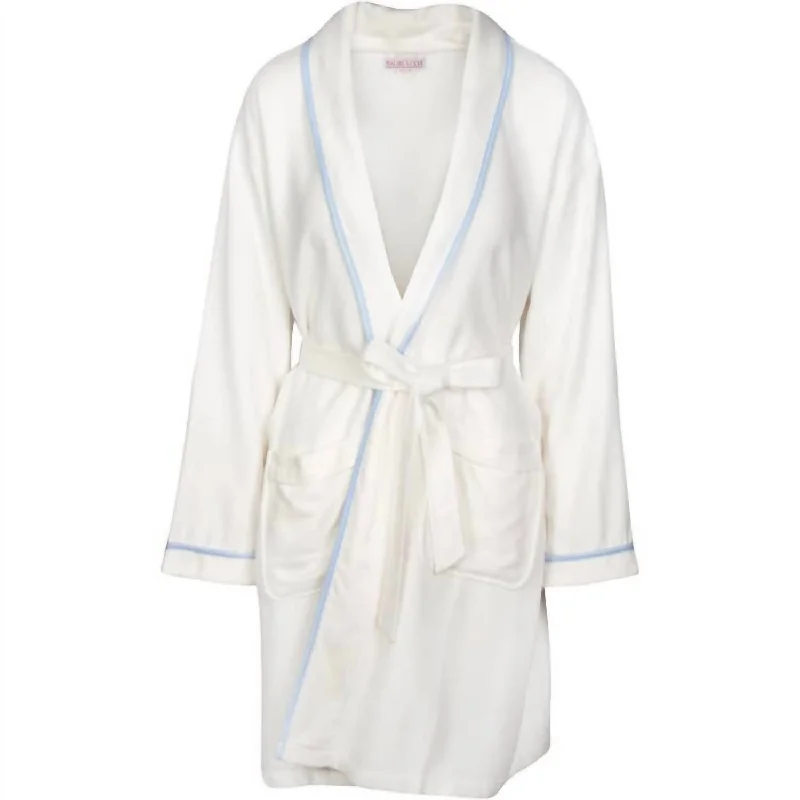 Women's Luxxe Bamboo Robe In Ivory/blue