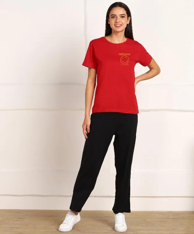 Women Printed T-shirt & Pyjama Set Pure Soft Cotton